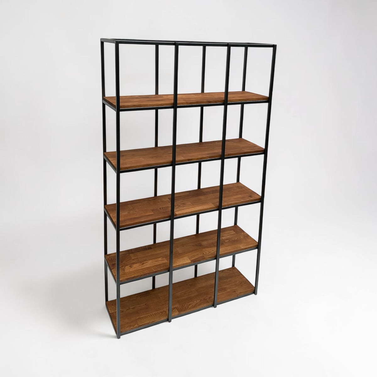 Wysoki regał loft AXIS 200 cm – stal i olejowany dąb